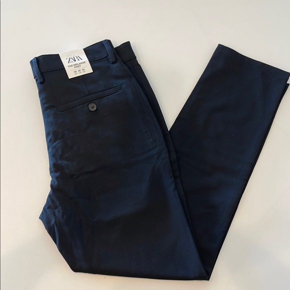 ZARA The Melange Black Pant Slim Bi Stretch Trousers Elegant Formal Size 29 NEW - Picture 11 of 13